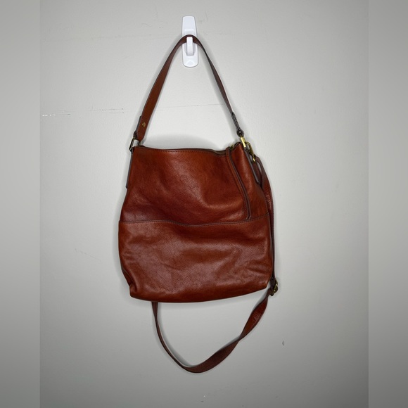 Fossil Amelia Brown Leather Shoulder Boho Crossbody Bag - Picture 4 of 12